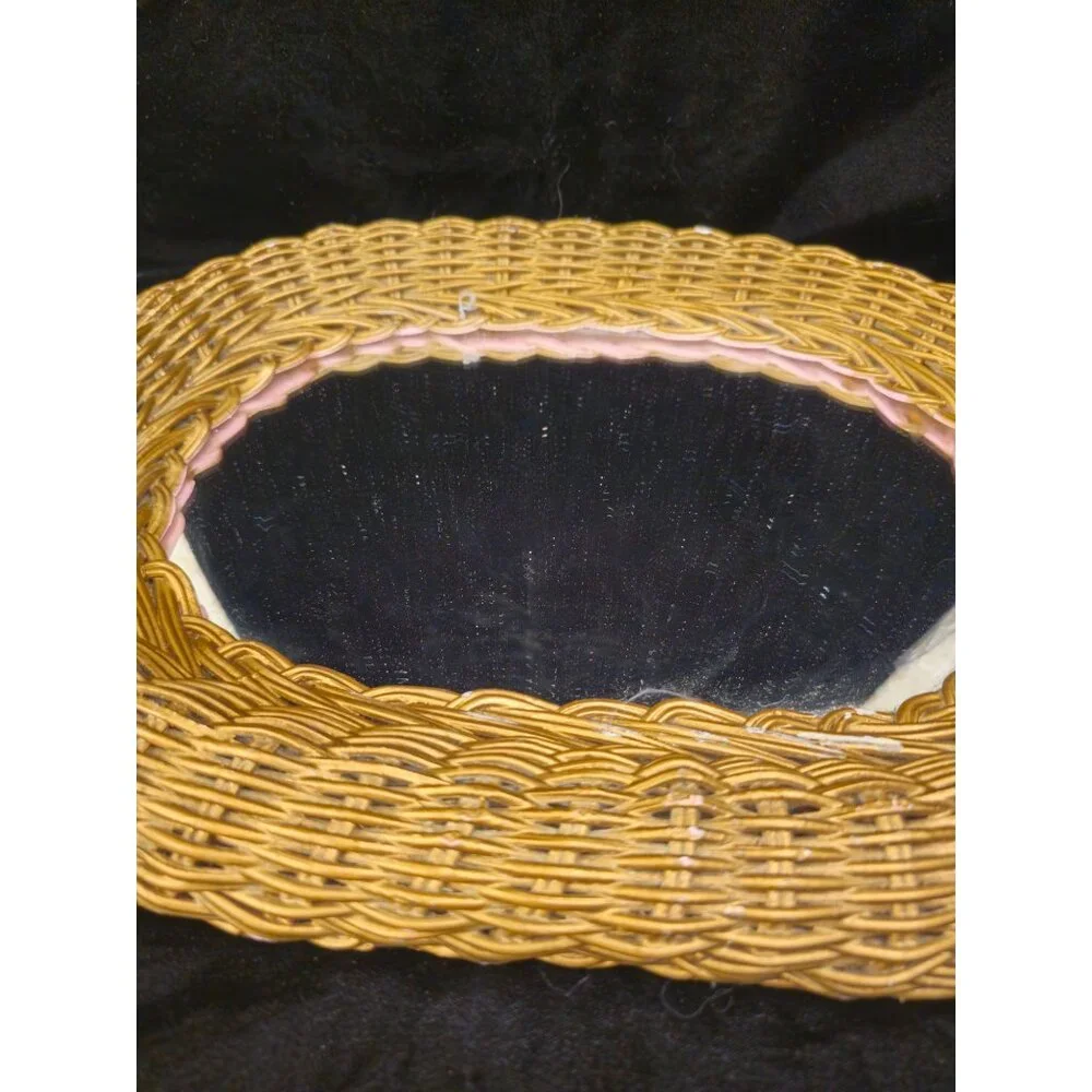 Vintage Oval Wicker Wall Mirror